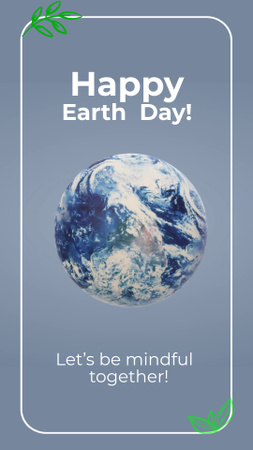 Designvorlage Gruß zum Tag der Erde mit Planeten und Blättern für Instagram Video Story