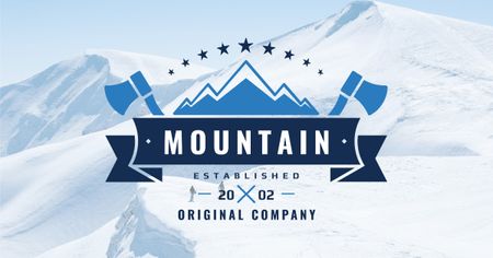 Company logo with Snowy Mountains View Facebook ADデザインテンプレート