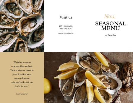 New Seasonal Menu Offer with Seafood Brochure 8.5x11in Design Template