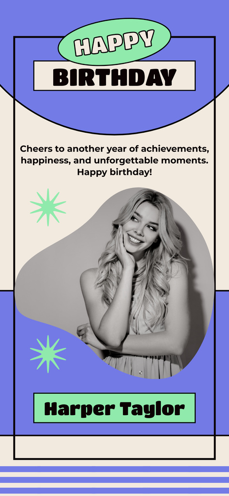Birthday Wishes to Friend on Blue Snapchat Moment Filter Design Template