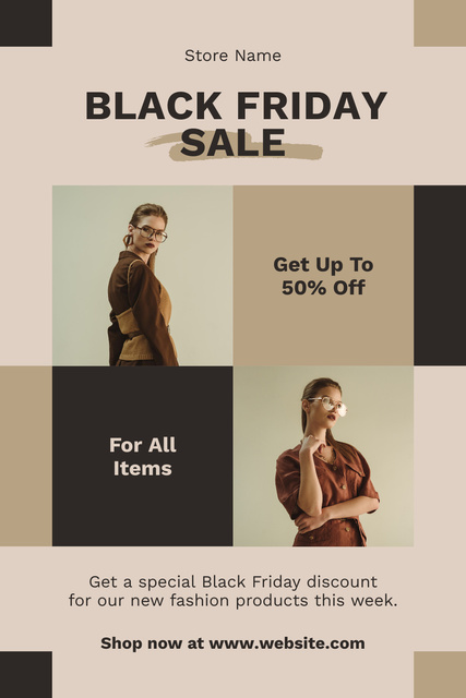 Black Friday Sale of Women's Looks Pinterest tervezősablon