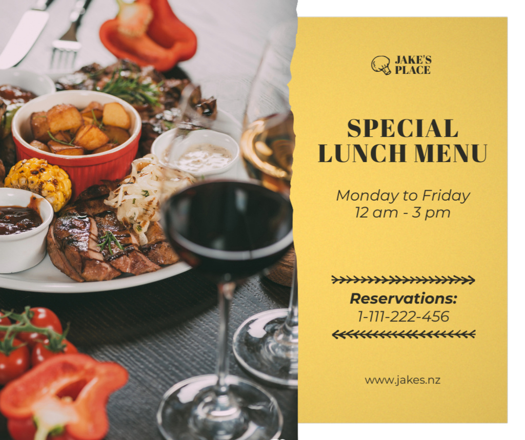 Luxury Lunch Menu Offer in Restaurant Facebook Tasarım Şablonu