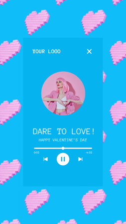 Happy Valentine`s Day With Hearts and Motto Instagram Video Story Design Template