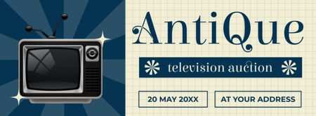 Retro Television Auction Announcement Facebook cover Design Template