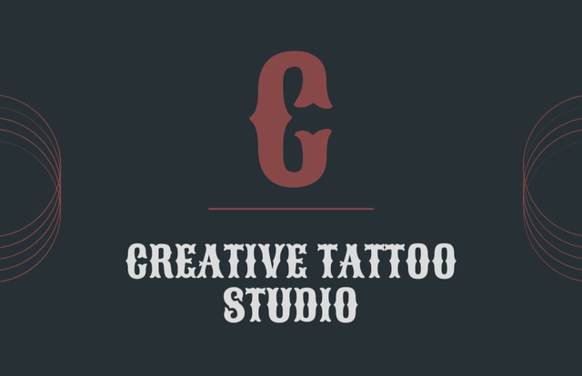 Creative Tattoo Studio Service Offer In Blue Business Card 85x55mmデザインテンプレート