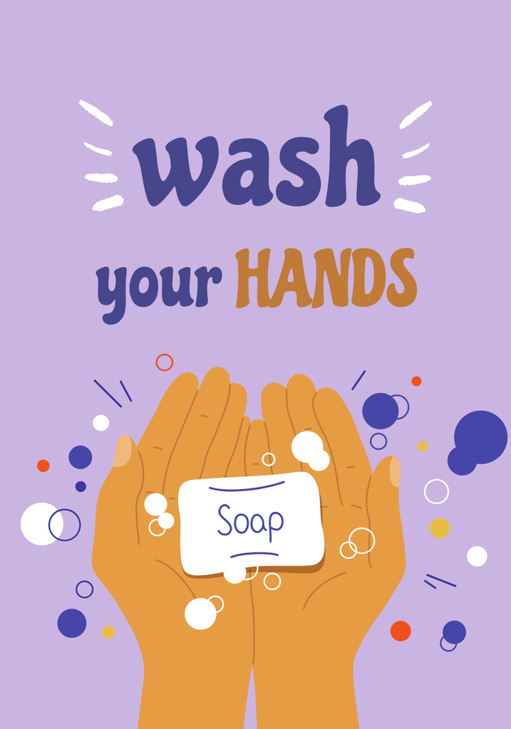 Motivation of Washing Hands with Soap Poster 28x40in – шаблон для дизайна