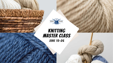 Knitting Lessons Wool Yarn Skeins FB event cover Design Template