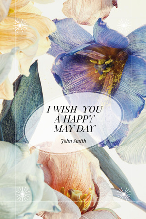Happy May Day Greeting with Watercolor Flowers Postcard 4x6in Vertical – шаблон для дизайна