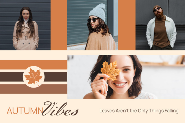 Platilla de diseño Autumn Vibes And Various Outfits With Leaves Mood Board
