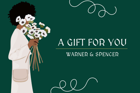 Modèle de visuel Chèque-cadeau avec une jeune femme afro-américaine élégante en vert - Gift Certificate