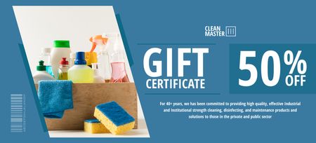 Blue Gift Certificate on Cleaning Items Coupon 3.75x8.25in Design Template