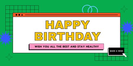 Happy Birthday Text and Holiday Wishes Twitter Design Template