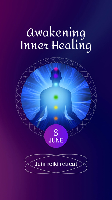Ontwerpsjabloon van Instagram Video Story van Inner Healing With Reiki Energy Retreat Offer