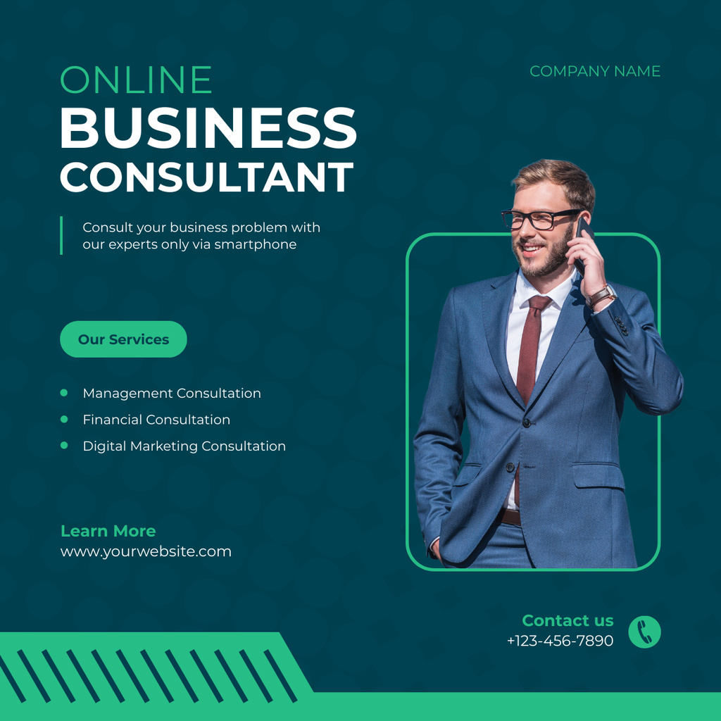 Services Ad of Trusted Online Business Consultant LinkedIn postデザインテンプレート