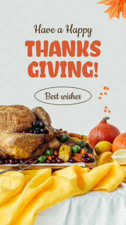 Festive Delicacies And Thanksgiving Day Greeting Instagram Video Story Design Template