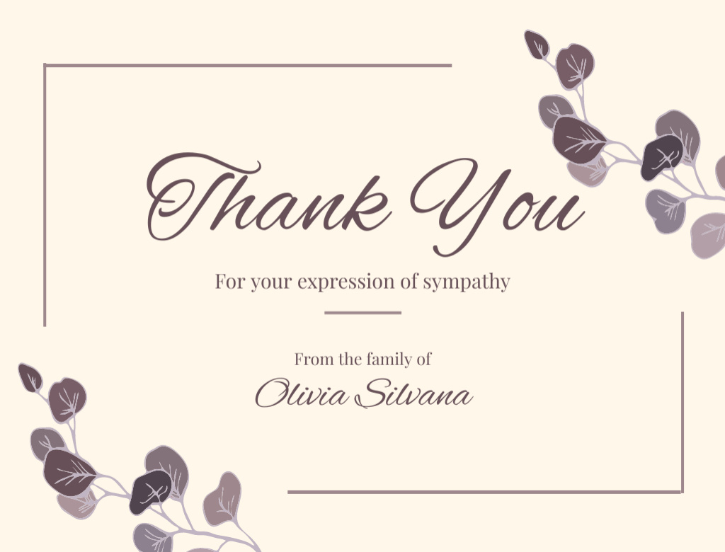 Funeral Thank You Card with Floral Edges Postcard 4.2x5.5in – шаблон для дизайну