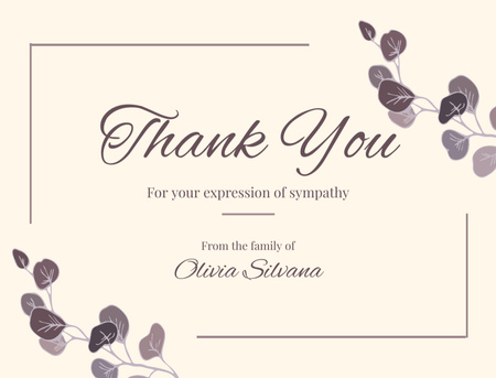 Designvorlage Beerdigung Dankeskarte mit floralen Kanten für Postcard 4.2x5.5in