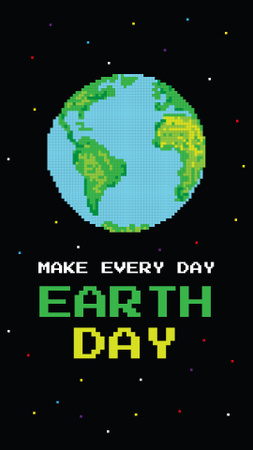 Plantilla de diseño de Anuncio del Día de la Tierra con Pixel Planet Instagram Story 