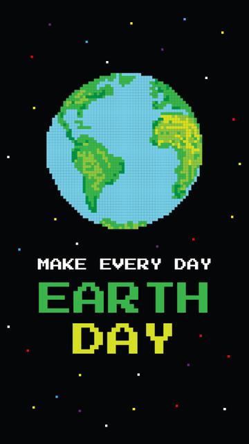 Earth Day Announcement with Pixel Planet Instagram Story Design Template