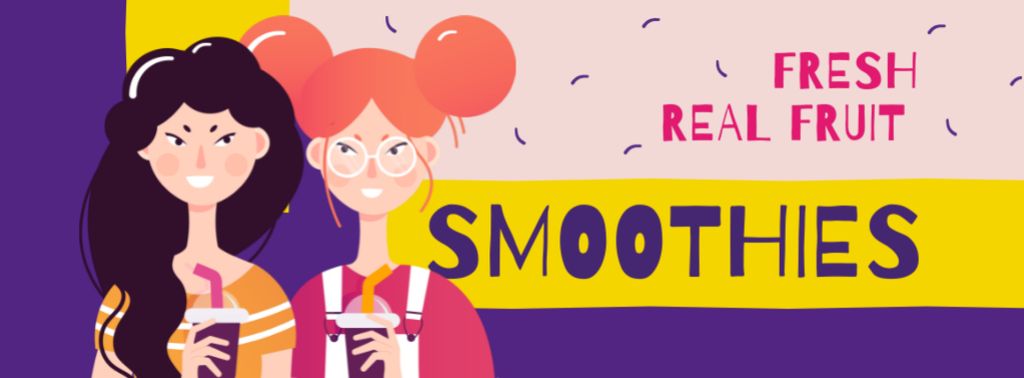 Two Girls with Smoothies Facebook cover – шаблон для дизайна