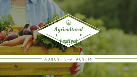 Agricultor a colheita de legumes para o Festival Agrícola FB event cover Modelo de Design