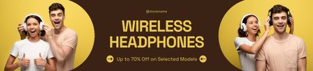 Offer of Wireless Headphones Ebay Store Billboard Modelo de Design