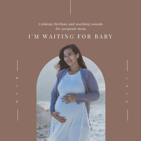 Ontwerpsjabloon van Album Cover van gelukkige zwangere vrouw aan zee