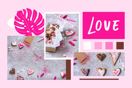 Sweet Cookies For Valentine's Day Celebration Mood Board Design Template