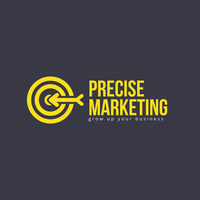 Marketing Agency Emblem with Yellow Target Animated Logo Design Template
