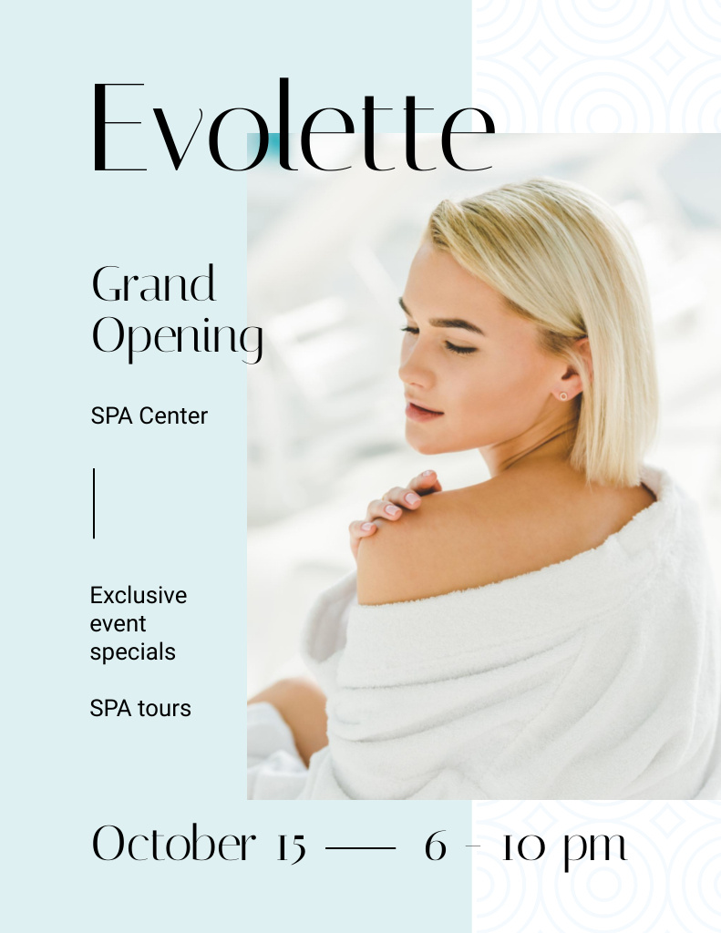 Template di design Spa Grand Opening Announcement on Light Blue Flyer 8.5x11in
