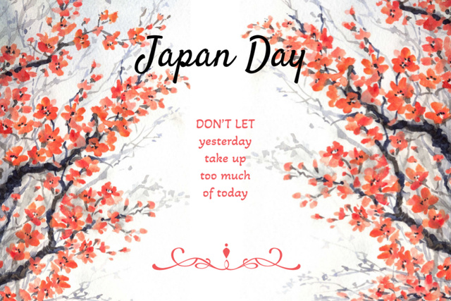 Japan Day event With Sakura's Blossoming Postcard 4x6in Šablona návrhu