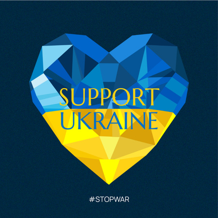 Blue and Yellow Heart to Support Ukraine  Instagram Design Template