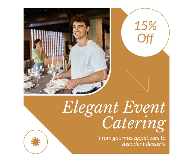 Template di design Planning Elegant Events with Gourmet Catering Facebook