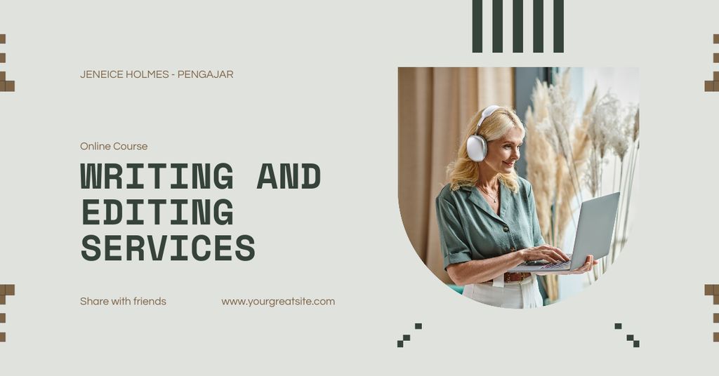 Tailored Writing And Editing Services Online Course Facebook AD Šablona návrhu