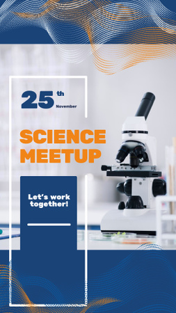 Template di design annuncio del meetup scientifico con microscopio Instagram Story