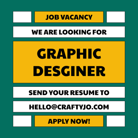 Graphic Designer Job Vacancy Announcement Instagram Design Template