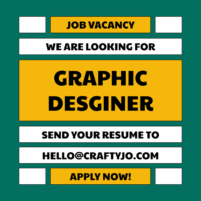 Modèle de visuel Graphic Designer Job Vacancy Announcement - Instagram