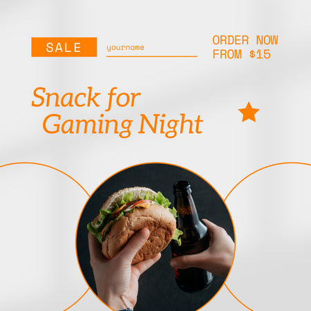 Fast Food Offer with Tasty Burger and Beer Instagram AD Design Template