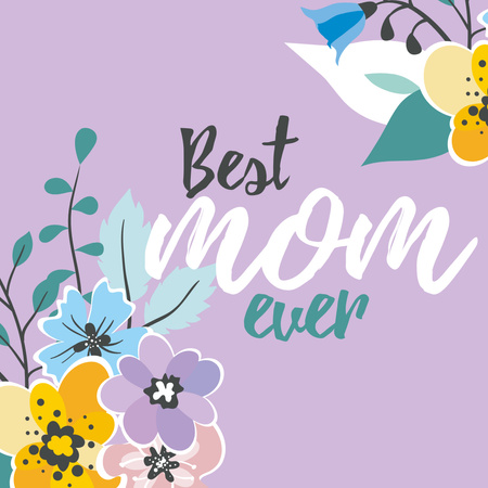 Modèle de visuel salutation de la fête des mères avec des fleurs mignonnes - Instagram