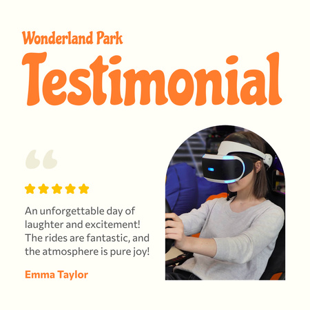 Client Feedback On Amusement Park With VR Games Animated Post Design Template