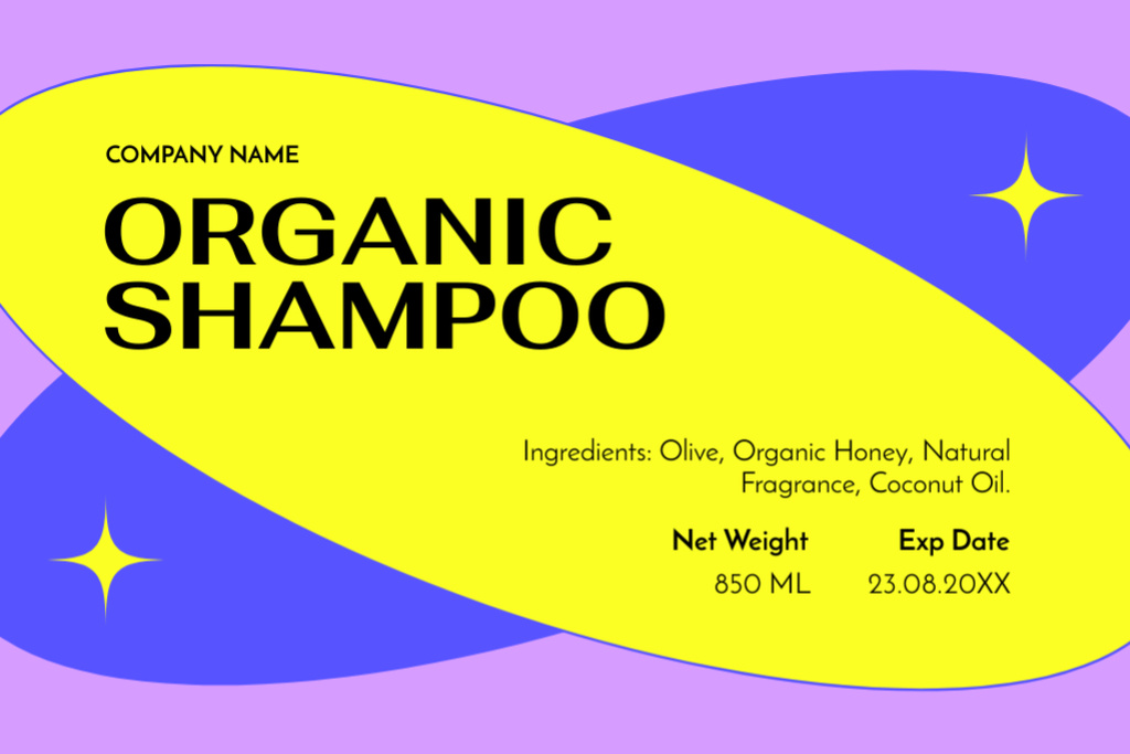 Ontwerpsjabloon van Label van Exquisite Shampoo With Organic Ingredients Offer