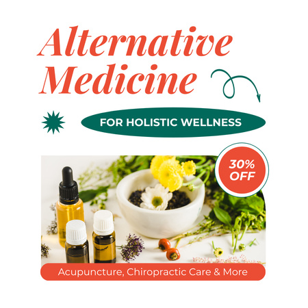 Bitkiler ve Akupunktur ile Bütünsel Sağlık Instagram AD Tasarım Şablonu