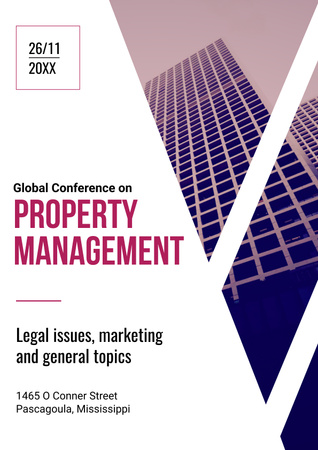 Property Management Conference Invitation with City View Poster tervezősablon