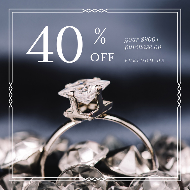 Jewelry Sale Ring with Diamond Instagram Design Template