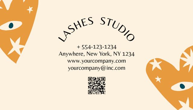 Lashes Beauty Studio Services Offer on Orange Business Card USデザインテンプレート