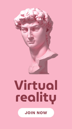 Virtual Exhibition Announcement with Pink Statue Instagram Video Story Design Template