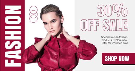 Fashion Sale Announcement with Stylish Woman Facebook AD tervezősablon