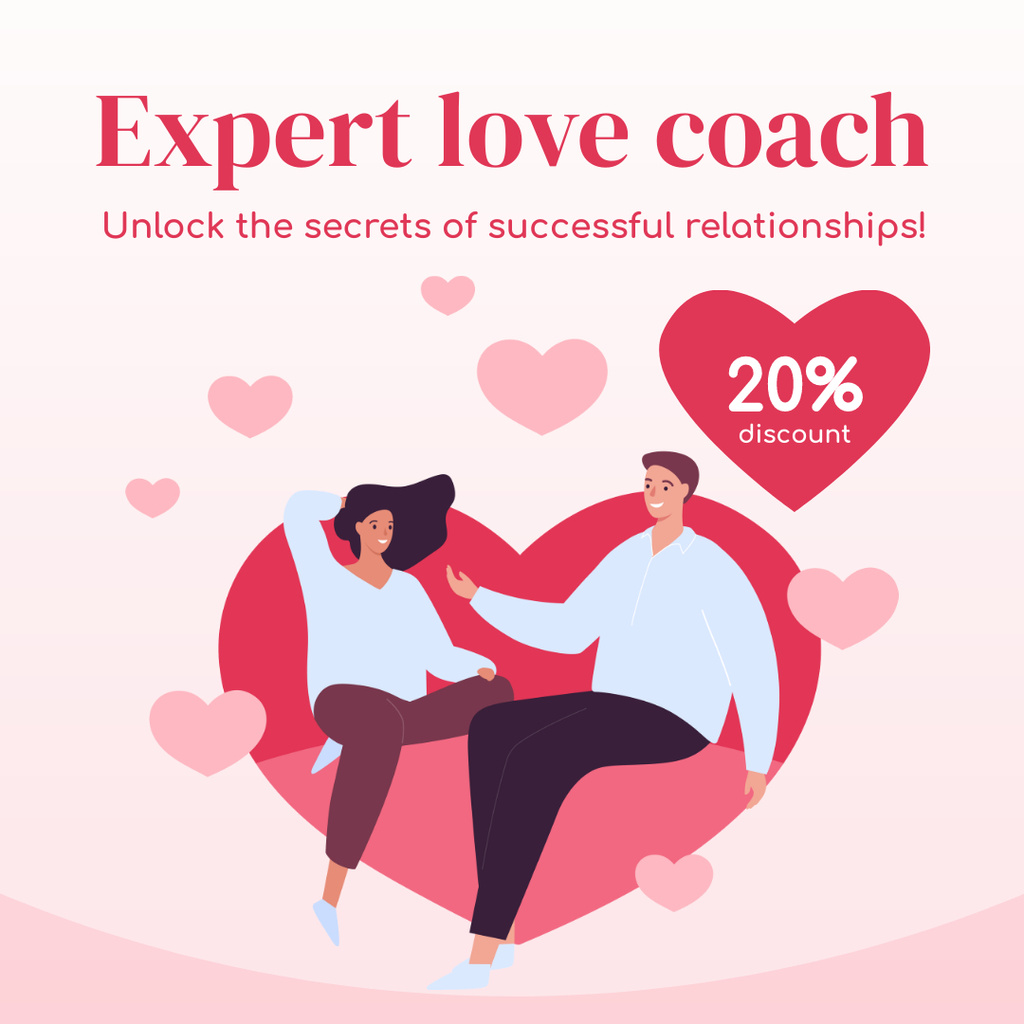 Designvorlage Discount on Expert Love Coach Services für Instagram
