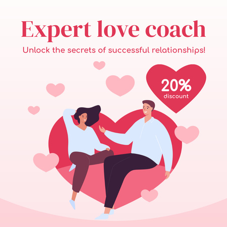 Discount on Expert Love Coach Services Instagram Design Template
