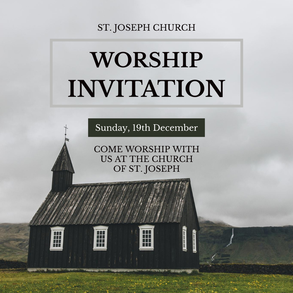 Worship in Church Announcement Instagramデザインテンプレート